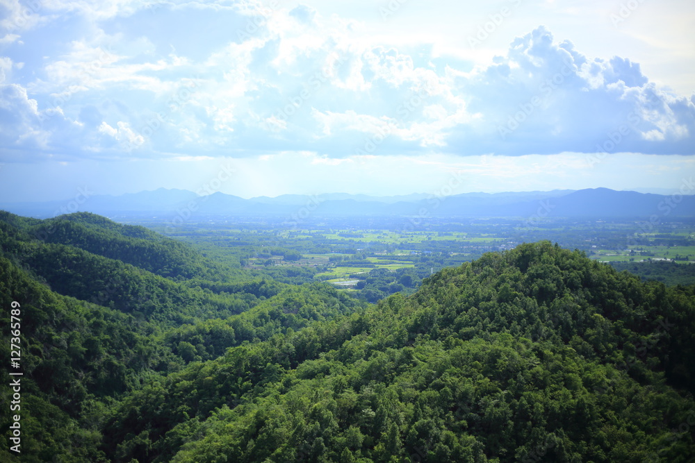 Mountains view at Wat Pratad Doi Leng in Phrae Thailand Mountains view at Wat Pratad Doi Leng in Phrae Thailand