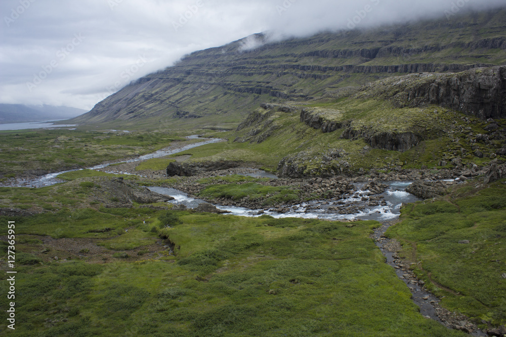 Folaldafoss Waterfall and Stream, East Coast, Iceland