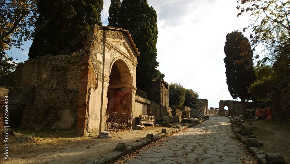 Street in the ruined Pompeii