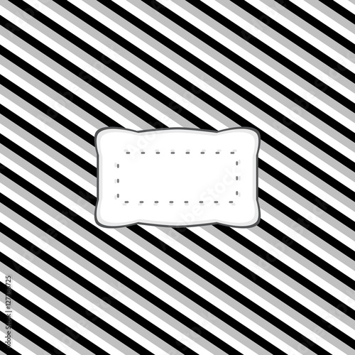 Quadro em tela Black gray white oblique pattern with clear sticker - abstract background with r