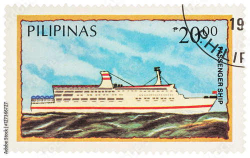 Passenger ship on postage stamp