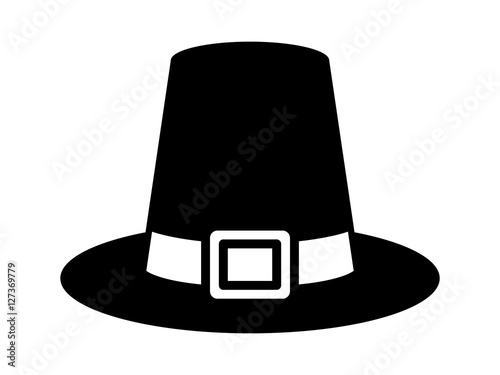 Pilgrim hat on Thanksgiving or capotain flat icon for apps and websites photo