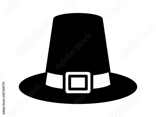 Pilgrim hat on Thanksgiving or capotain flat icon for apps and websites