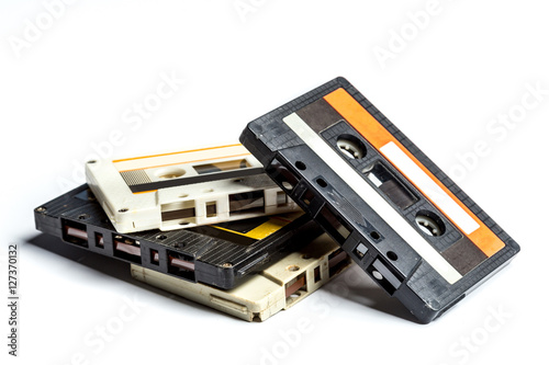 vintage cassette tape isolated white background