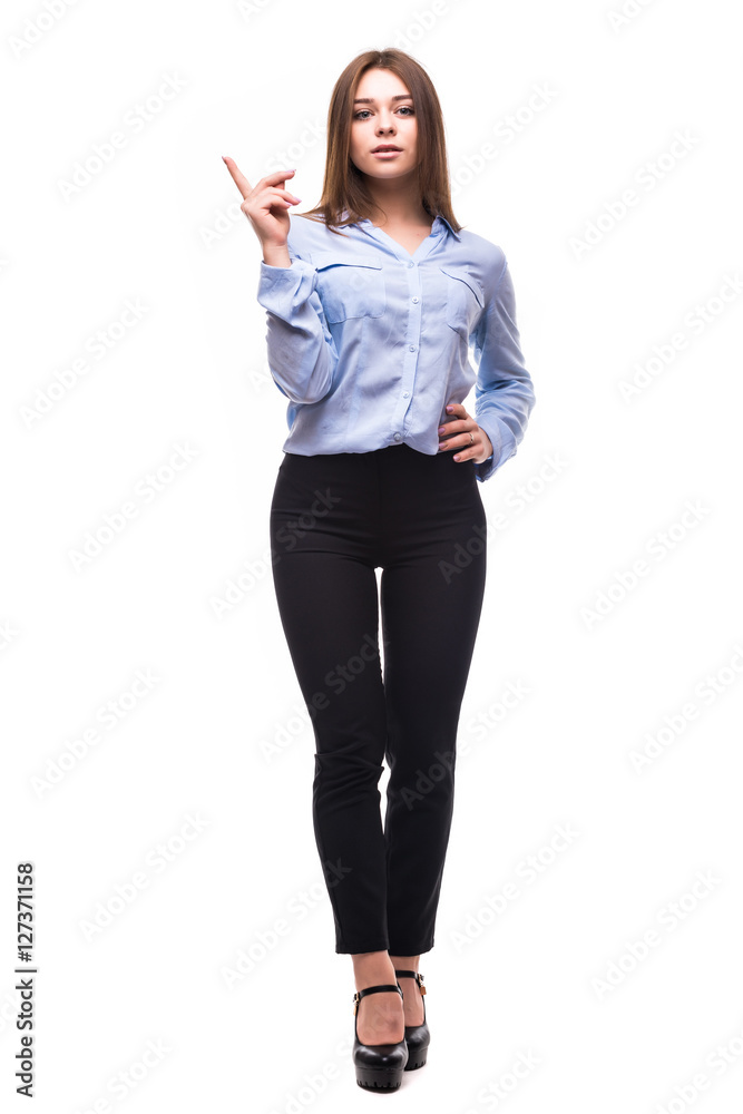 Girl with hands gesture on white Girl with hands gesture on white
