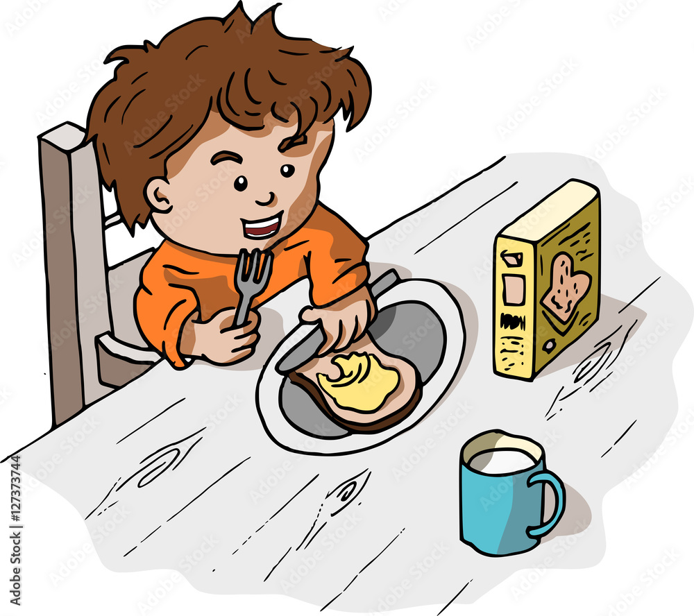 Jongen smeert een boterham