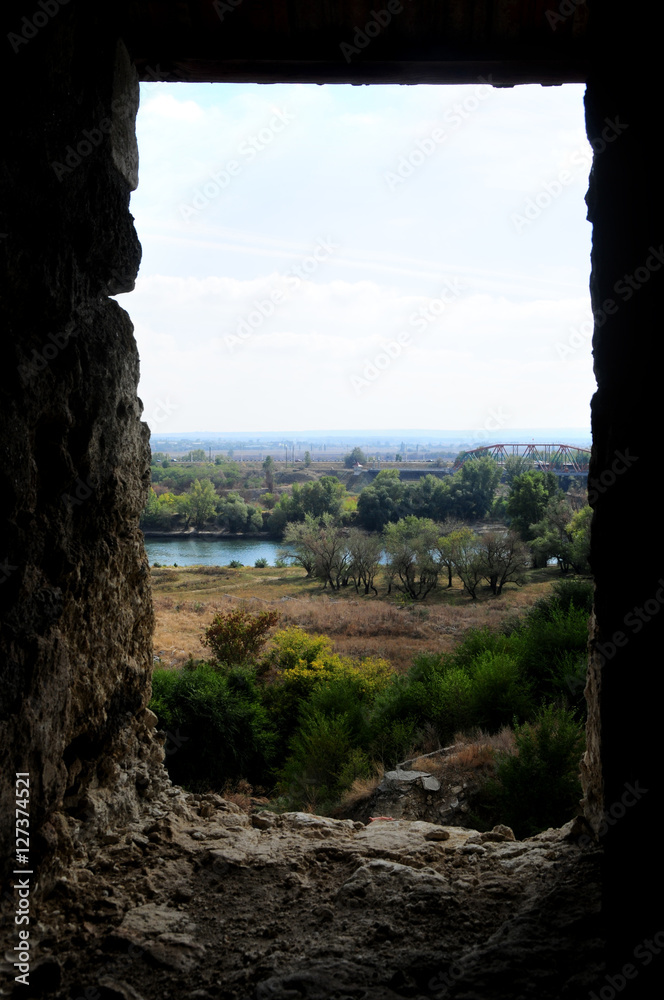 Medieval castle ruins in Bender, Transnistria, Moldova - self governing territory not recognised by United Nations. views of the city