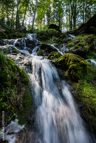 rocky waterfall in summer