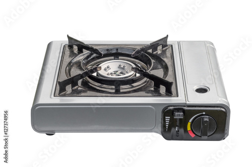 travel portable gas stove isolated on white background