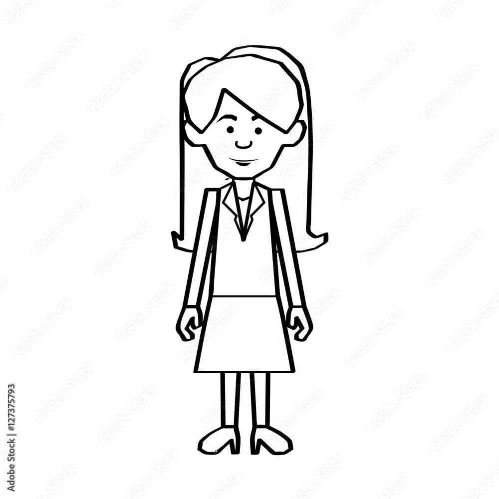 woman black line cartoon icon image vector illustration design woman black line cartoon icon image vector illustration design