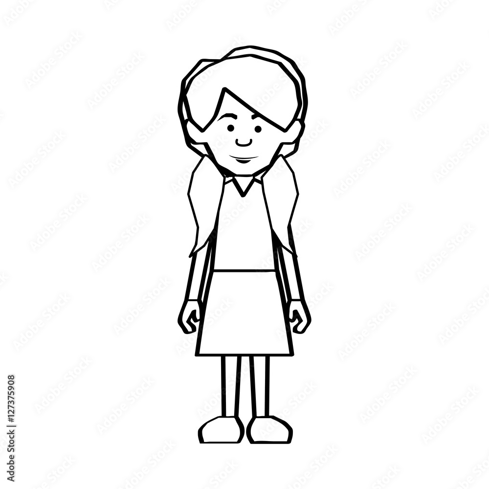 woman black line cartoon icon image vector illustration design woman black line cartoon icon image vector illustration design