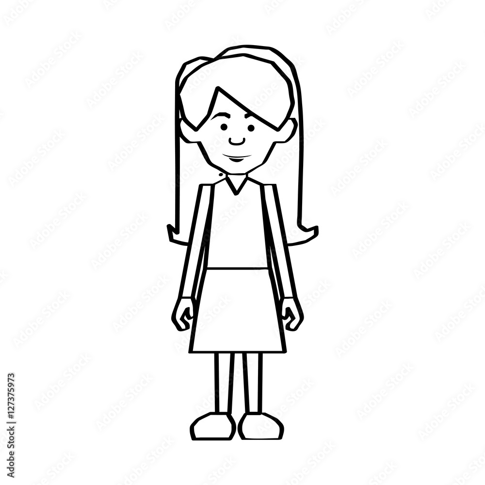 woman black line cartoon icon image vector illustration design woman black line cartoon icon image vector illustration design
