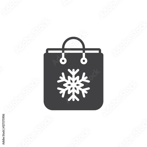 Gift Bag with Snowflake icon vector, filled flat sign, solid pictogram isolated on white, logo illustration