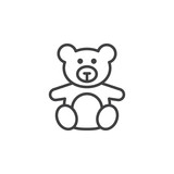 Soft toy, Teddy bear line icon, outline vector sign, linear pictogram isolated on white. logo illustration