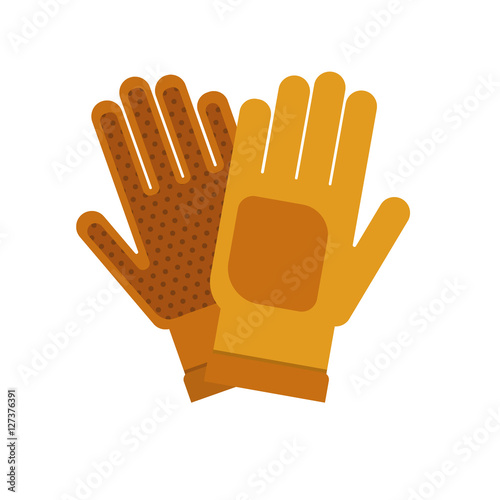 Gardening flat yellow gloves for work isolated on white background vector illustration. Farming hand protection.