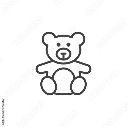 Fototapeta Soft toy, Teddy bear line icon, outline vector sign, linear pictogram isolated on white