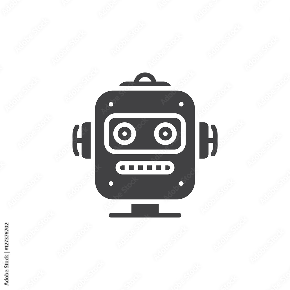 Robot head icon vector, filled flat sign, solid pictogram isolated on white, logo illustration Robot head icon vector, filled flat sign, solid pictogram isolated on white, logo illustration