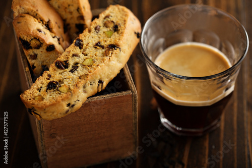 Homemade biscotti with coffee