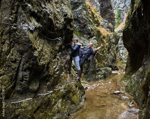 Couple of hikers in the canyon