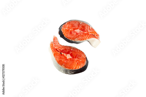 Slices of a fresh crude salmon