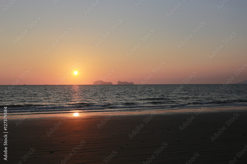 sunset and beach at Koh Sukorn Island in Palian of Trang - Thail sunset and beach at Koh Sukorn Island in Palian of Trang - Thail