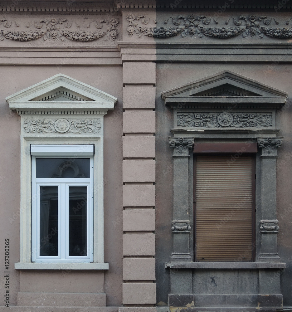 Old and new window on the same wall Old and new window on the same wall