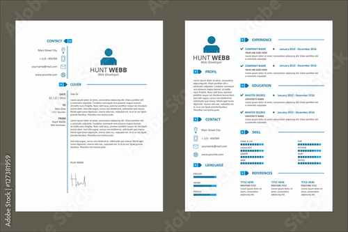 CV (Curriculum Vitae) Resume Simple Tag Clean Blue Template Vector Graphic Resource