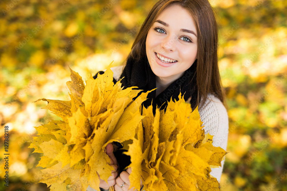 woman portret in autumn forest woman portret in autumn forest