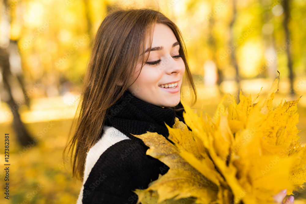 woman portret in autumn forest woman portret in autumn forest