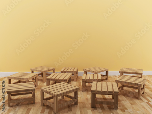 Fototapeta Naklejka Na Ścianę i Meble -  interior small chair in the room design in 3D render image