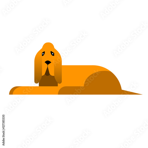 Bloodhound dog vector cartoon illustration isolated on white.