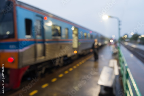 Blur Background of Train in Railway Station