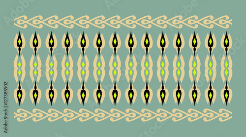 Elegant and decorative border of Hindu and Arabic inspiration of various colors, golden, black and light green and green background