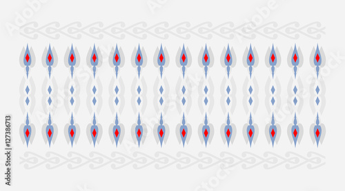 Elegant and decorative border of Hindu and Arabic inspiration of various colors, red and blue and gray background