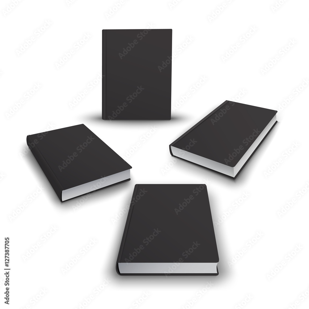 Realistic collection of 3d books with black cover. Mock Up of books. Vector Realistic collection of 3d books with black cover. Mock Up of books. Vector
