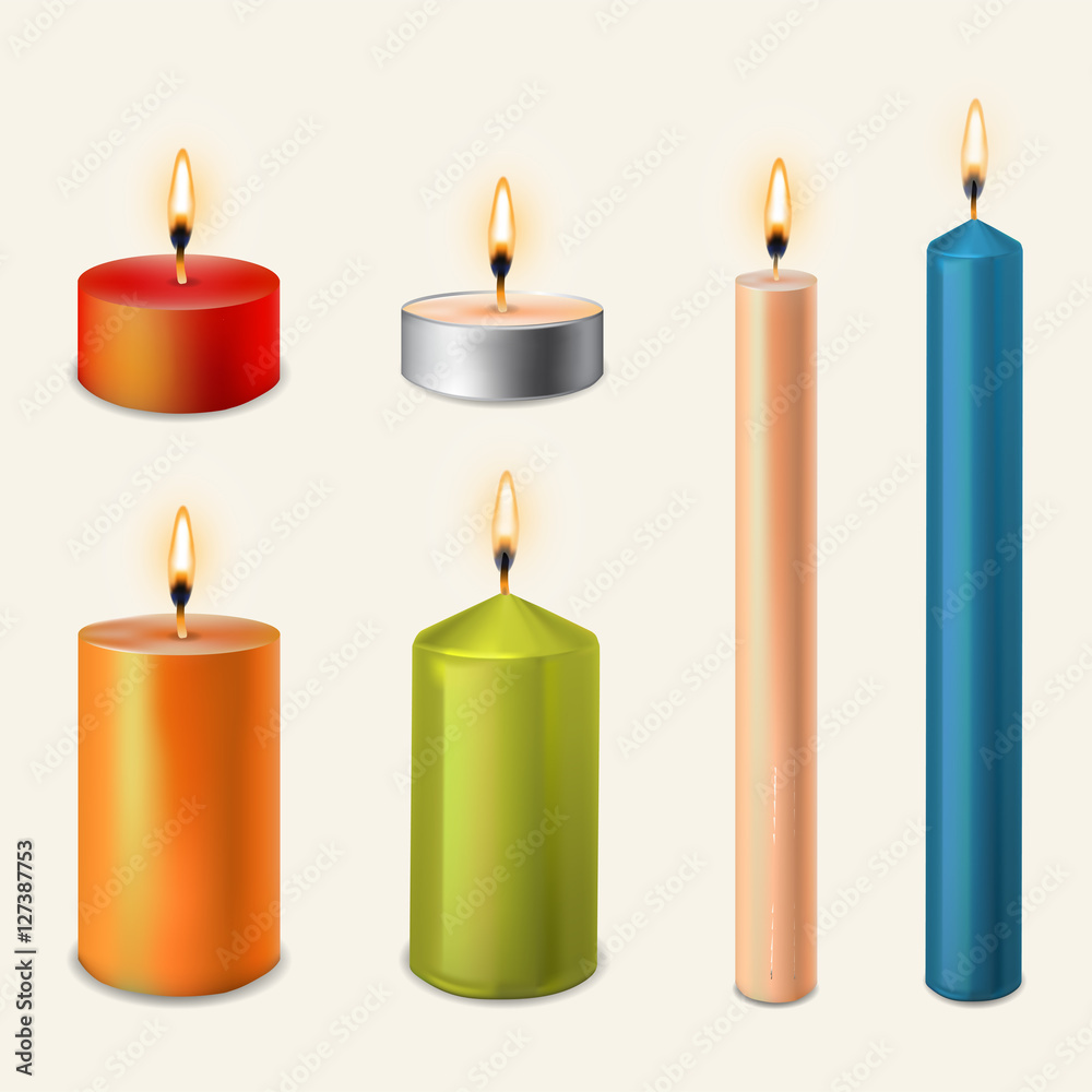 3d set realistic paraffin candles isolated on transparent backgr 3d set realistic paraffin candles isolated on transparent backgr
