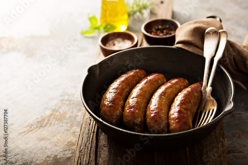Homemade sausage with herbs and cheese