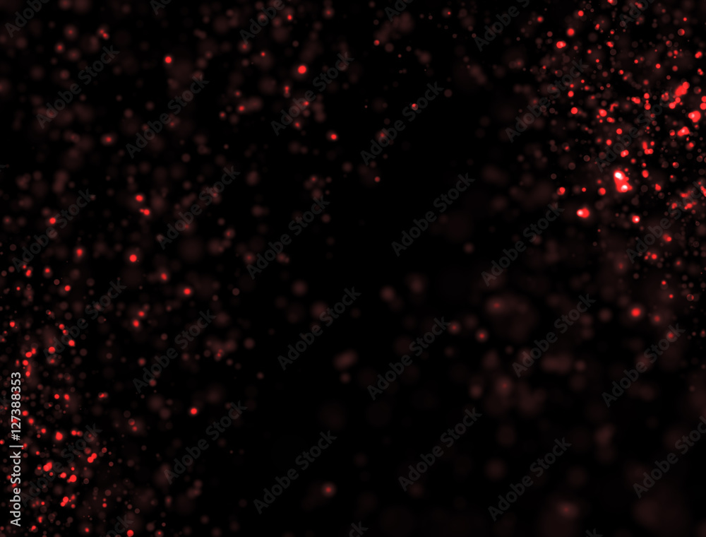 Abstract Red Glitter Explosion on Black Background