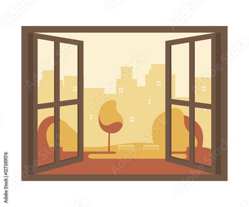 Autumn View of the Open Window