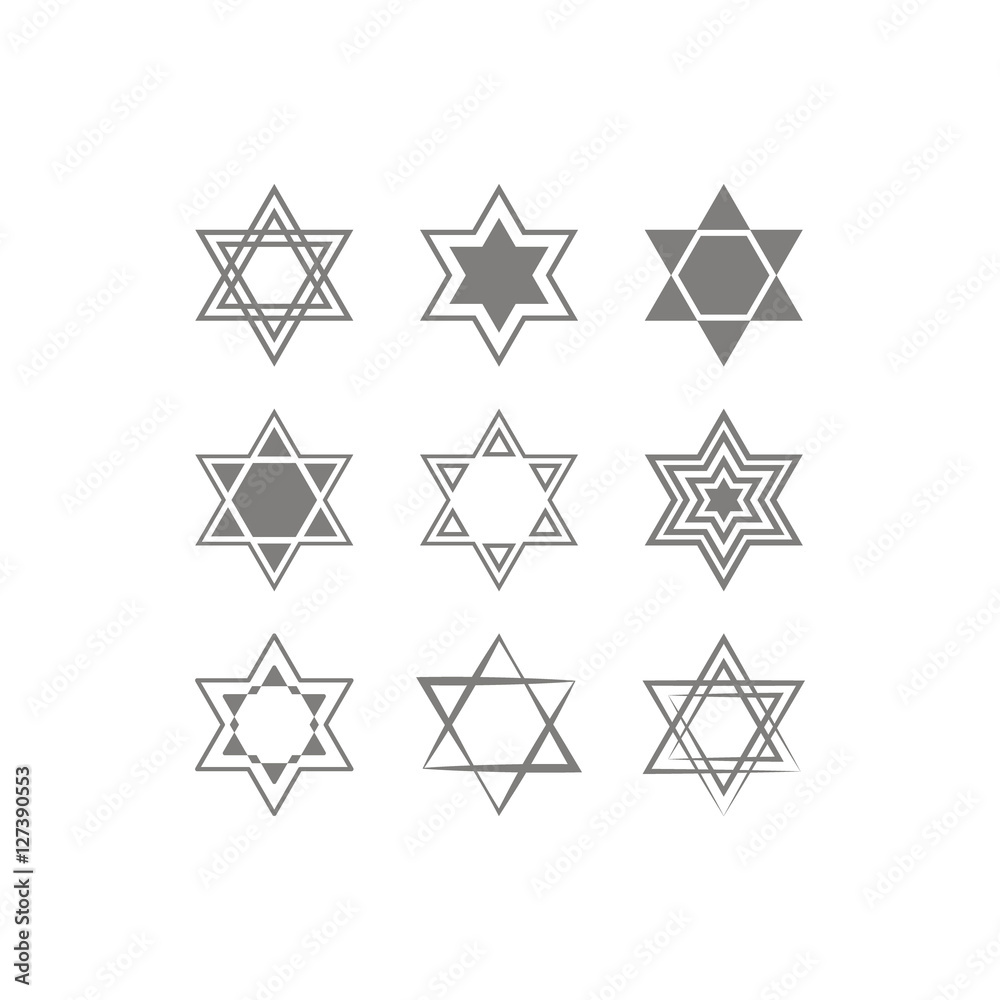 set of monochrome icons with star of David traditional Jewish symbol for your design set of monochrome icons with star of David traditional Jewish symbol for your design
