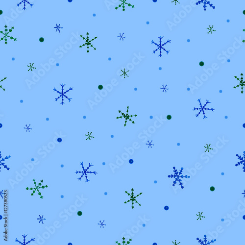 Seamless Raster pattern. Blue background with stars. Old style vintage design. 