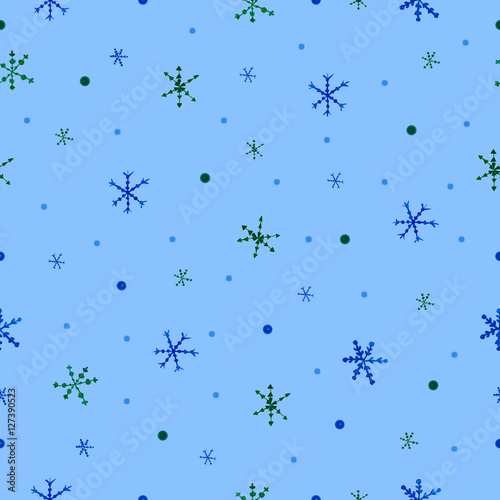 Seamless Raster pattern. Blue background with stars. Old style vintage design. 
