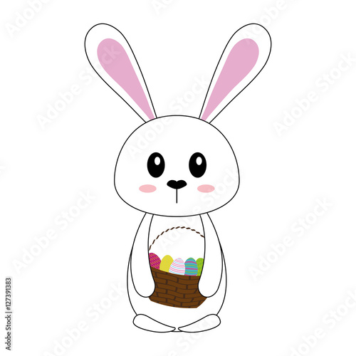 Happy easter bunny cartoon icon vector illustration design
