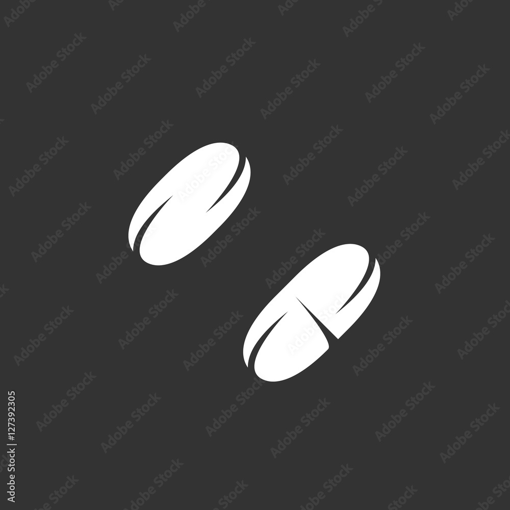 Pill logo on black background. Vector icon Pill logo on black background. Vector icon