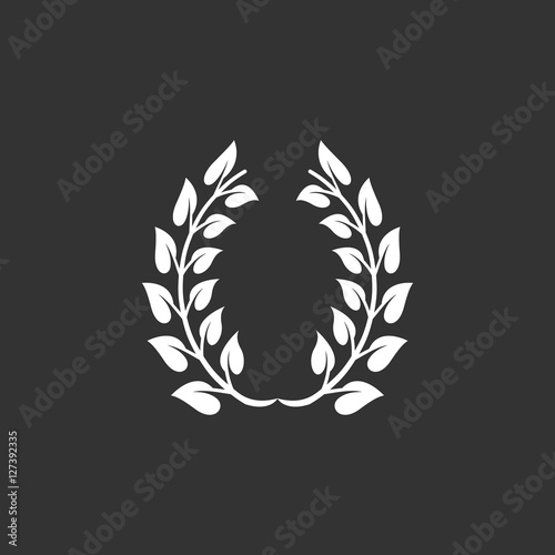 Winner wreath logo on black background. Vector icon