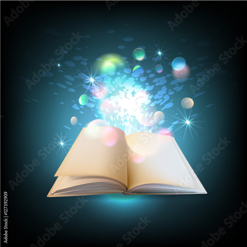 Open magic book vector