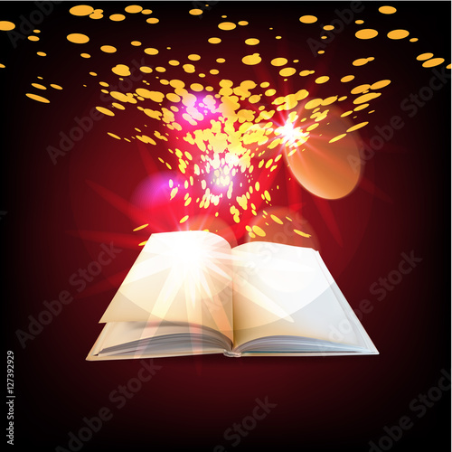 Open magic book vector