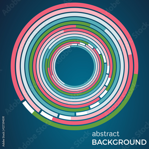 Beautiful light circles on a blue background. Abstract flash light circles. Vector technology background. 