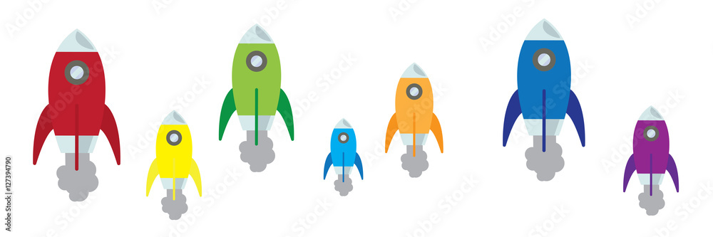 Raketen Banner - bunte Raketen Raketen Banner - bunte Raketen