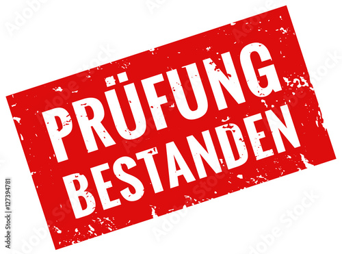 prüfung bestanden stempel rot grunge 